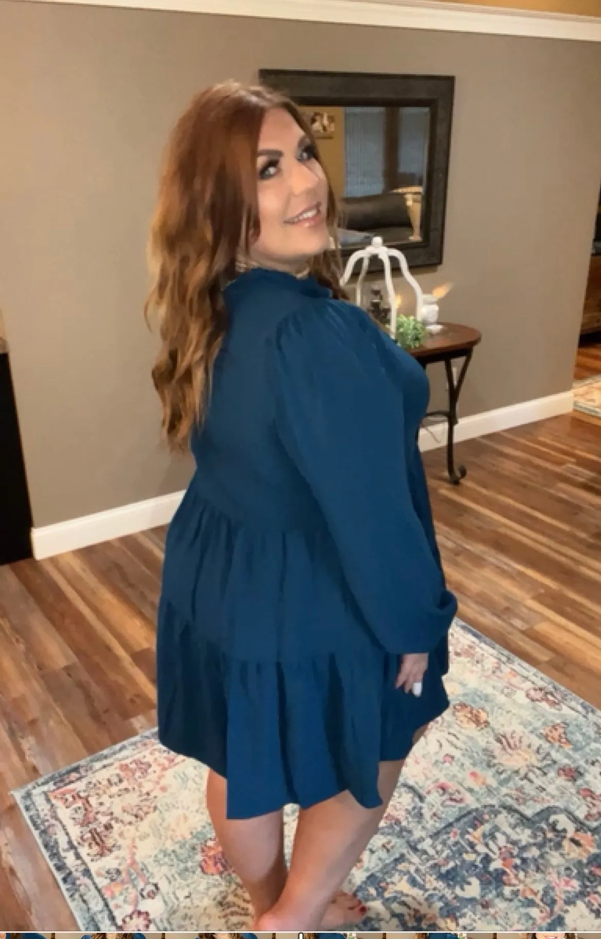Airflow Ruffle Detail Babydoll Dress in Teal