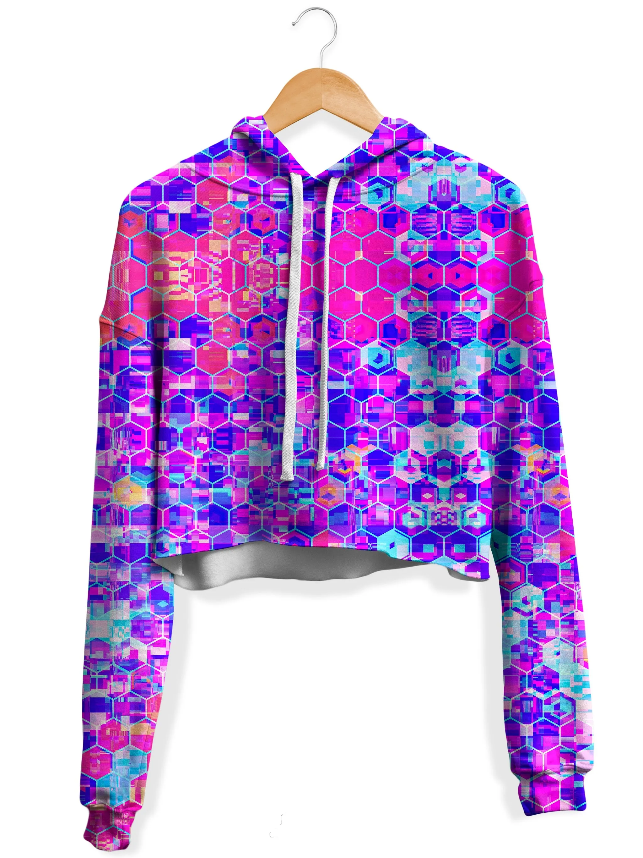 Blocks Of Life Fleece Crop Hoodie