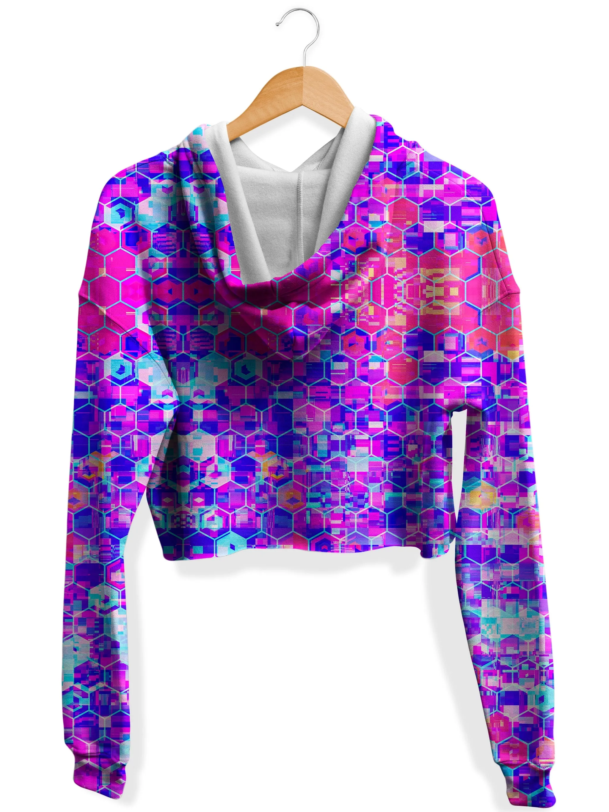 Blocks Of Life Fleece Crop Hoodie
