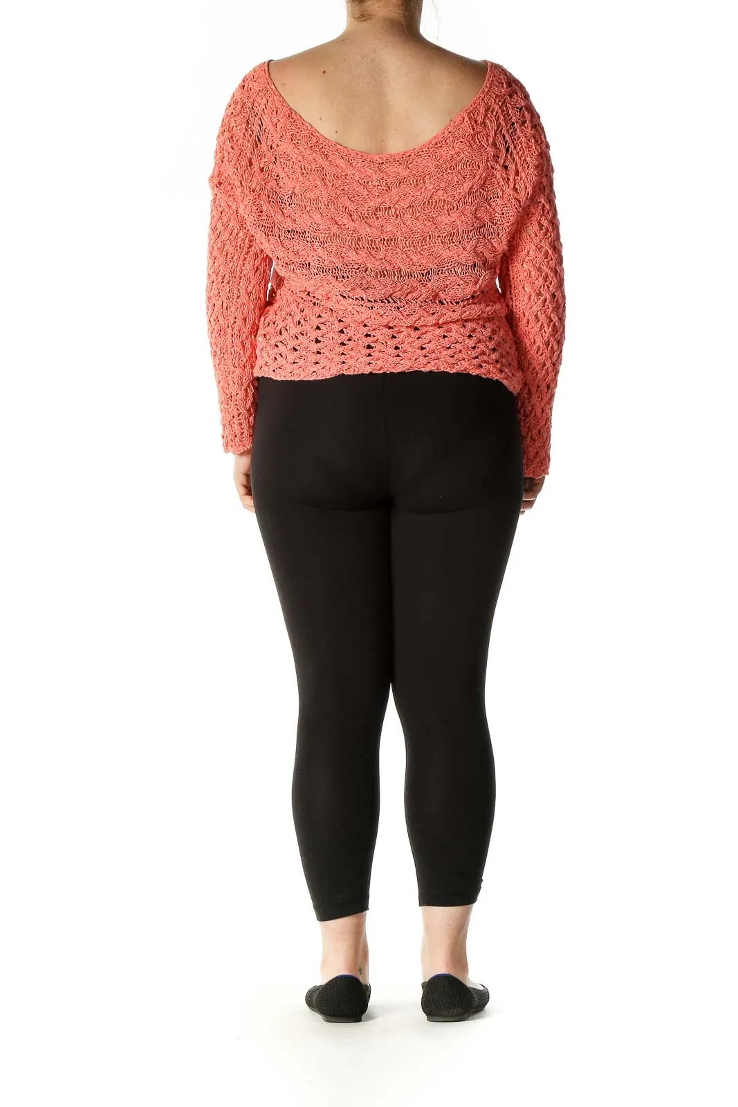 Coral Crochet Knit Crop Sweater
