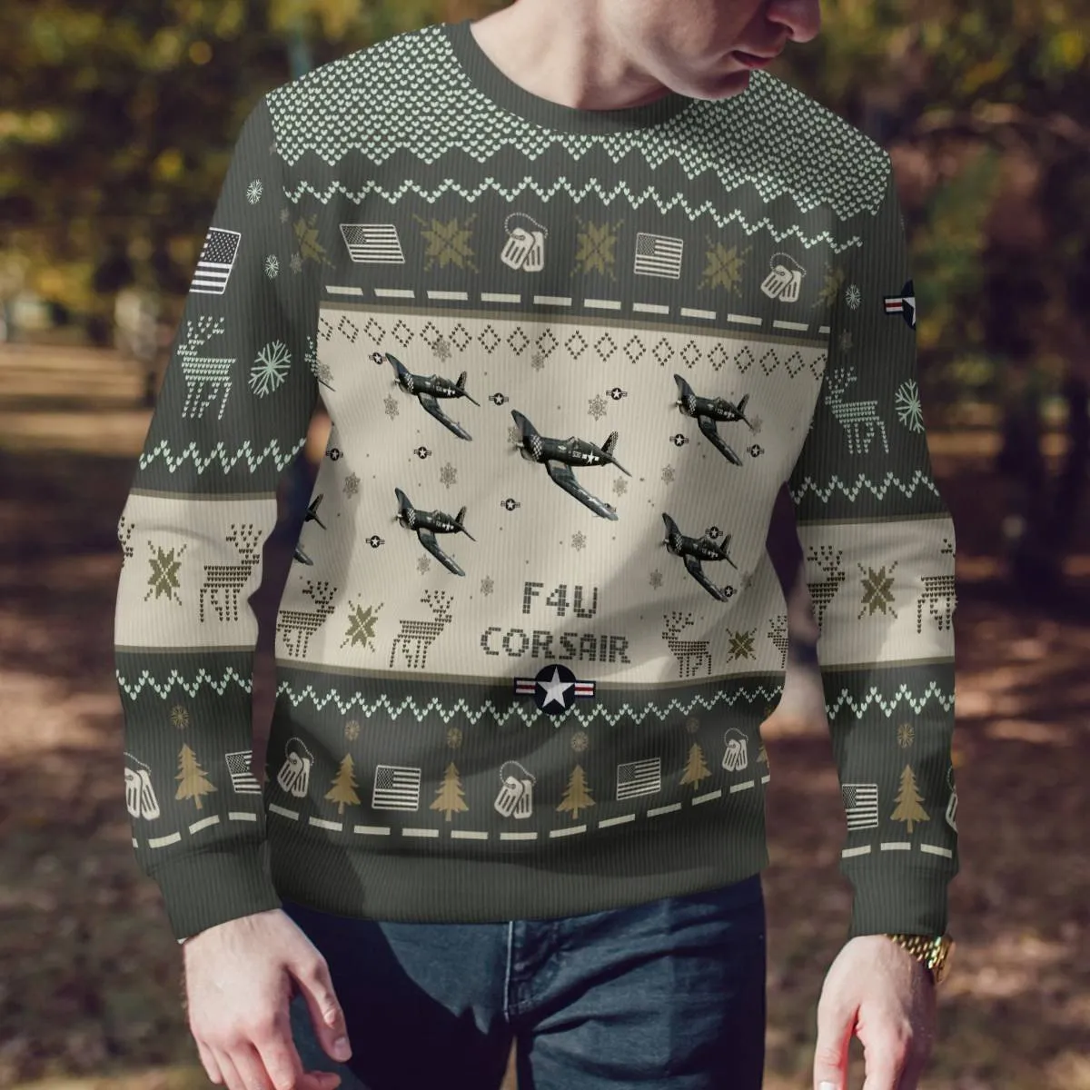 F4U Corsair Aircraft Ugly Sweater, Ugly Sweater Christmas Shirt for Men Dad Veteran
