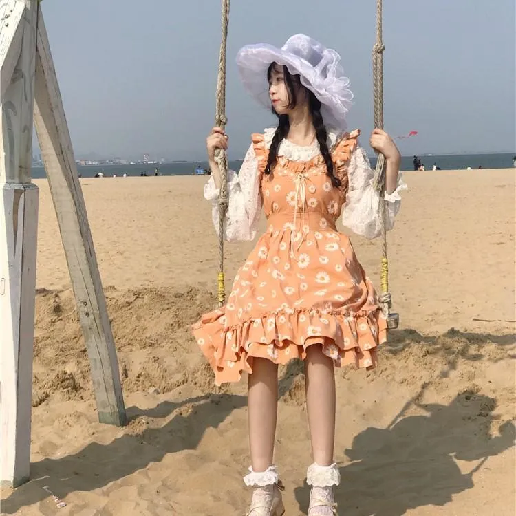 Harajuku Floral Ruffles Slip Dress