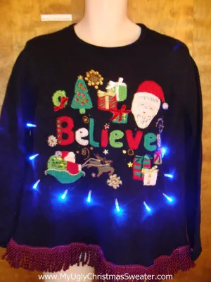I BELIEVE Light Up Ugly Xmas Sweater