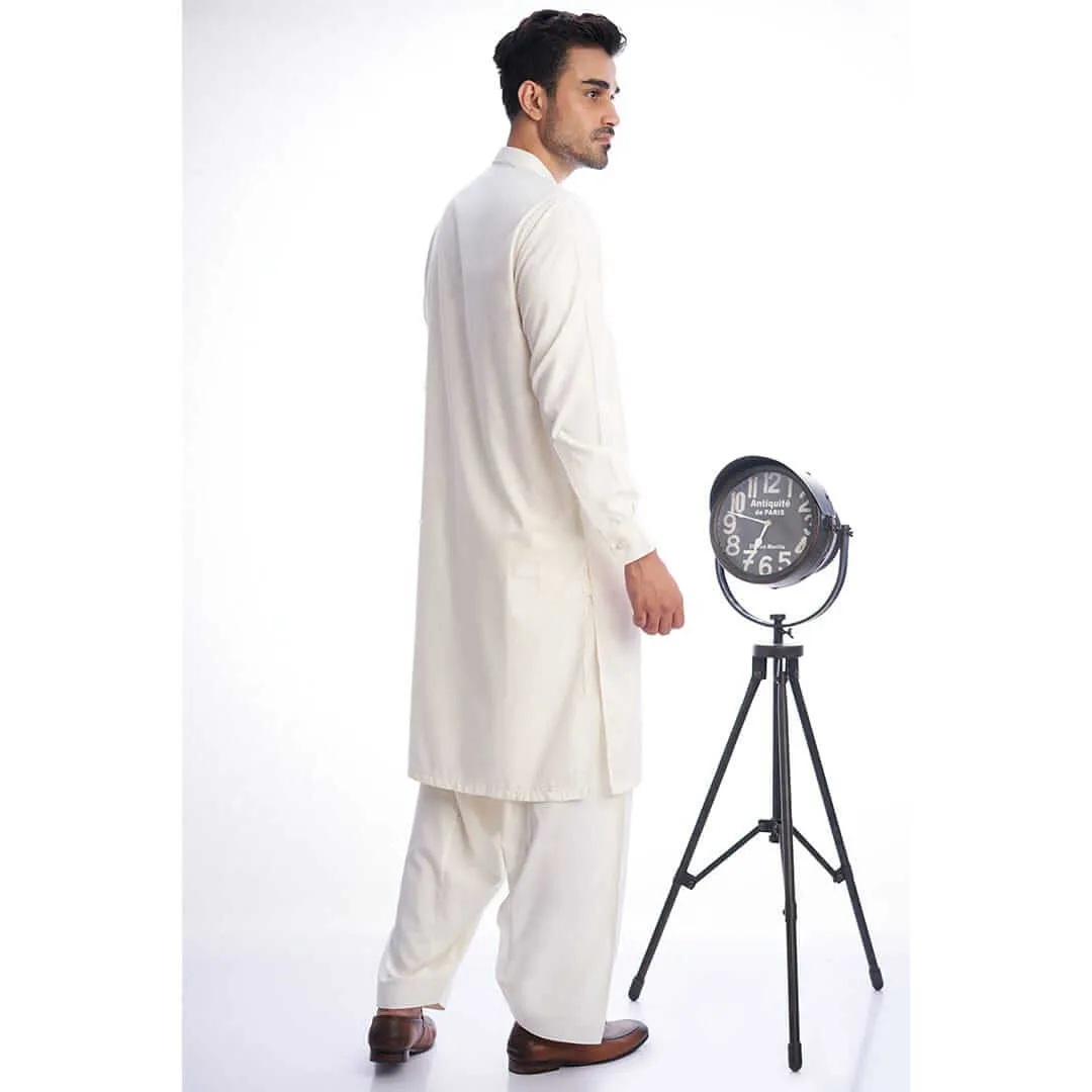 Ivory Embroidered White Shalwar Kameez