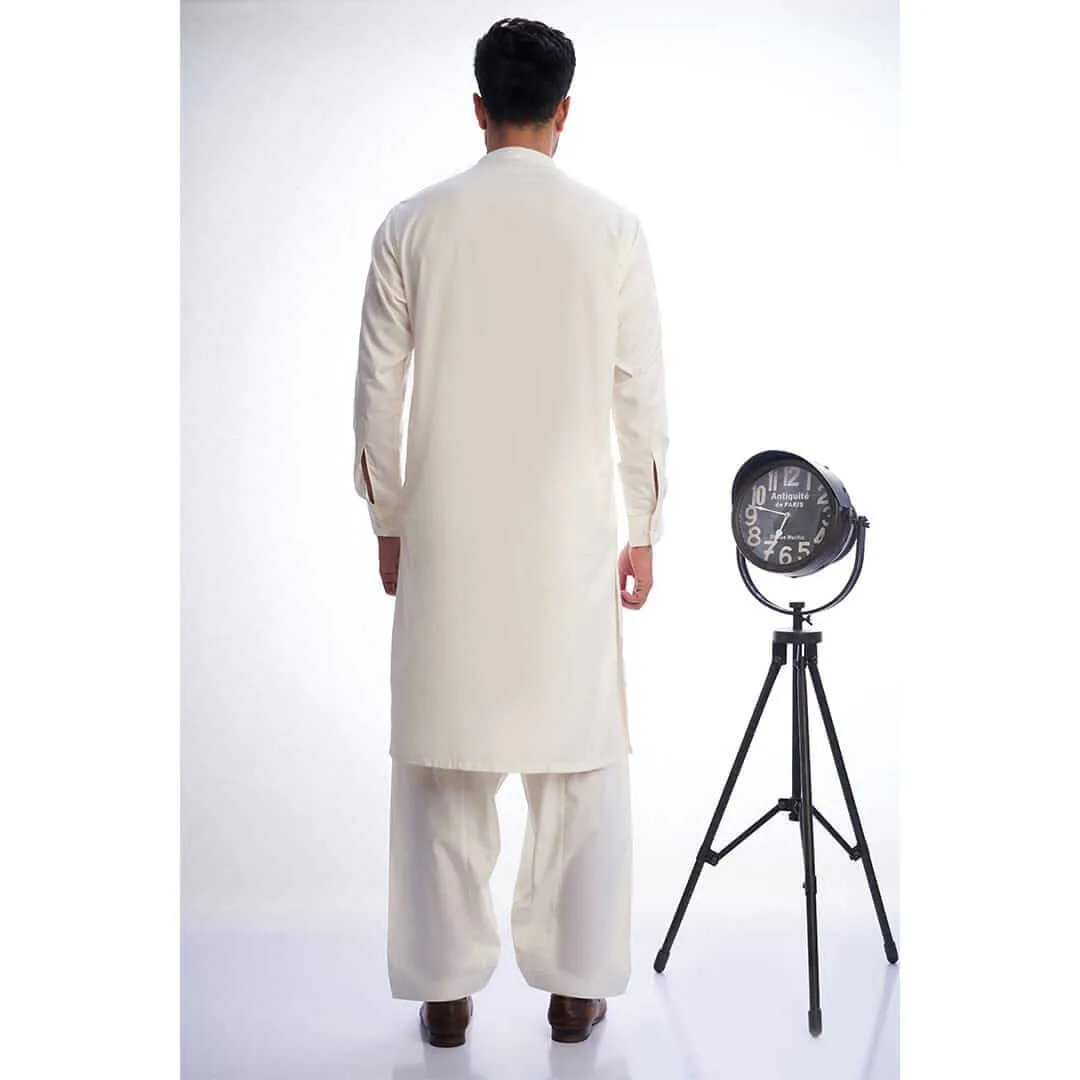Ivory Embroidered White Shalwar Kameez