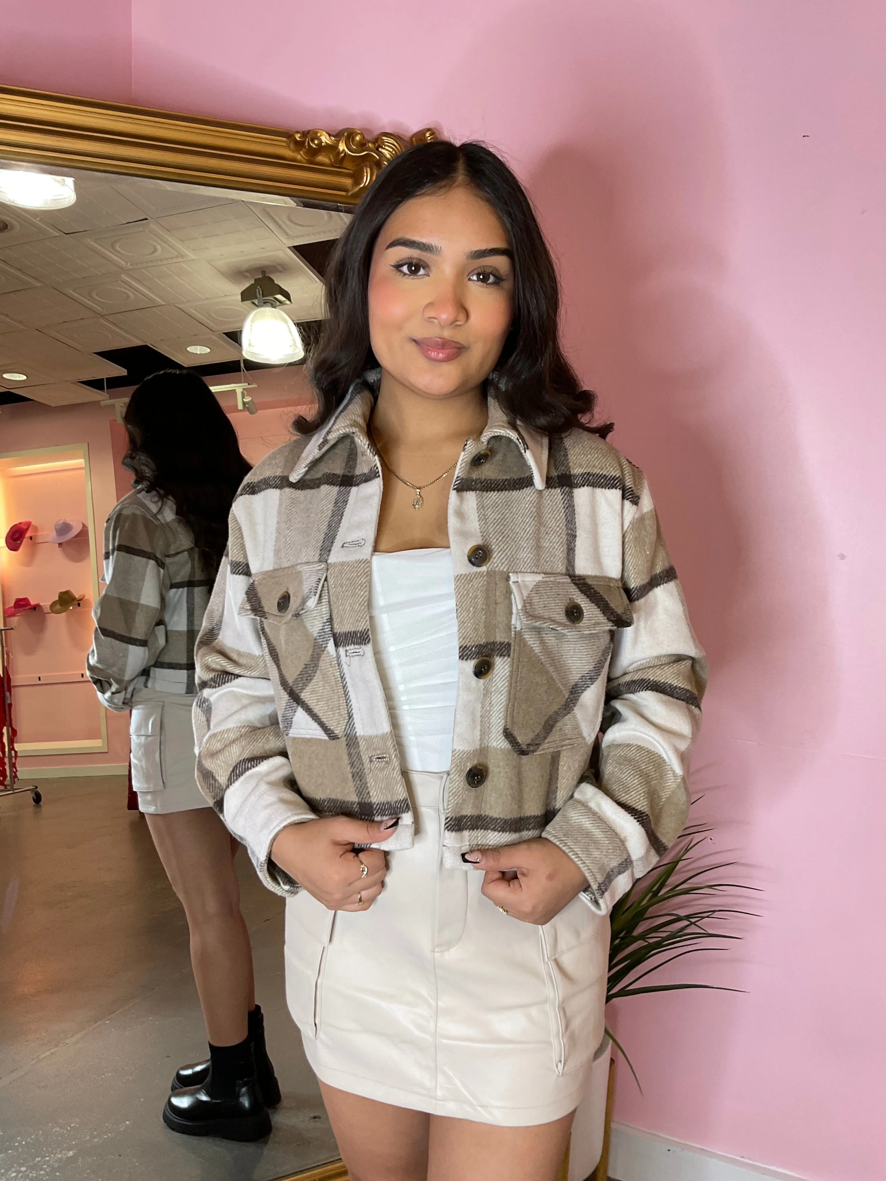 Keep it Simple Plaid Cropped Jacket