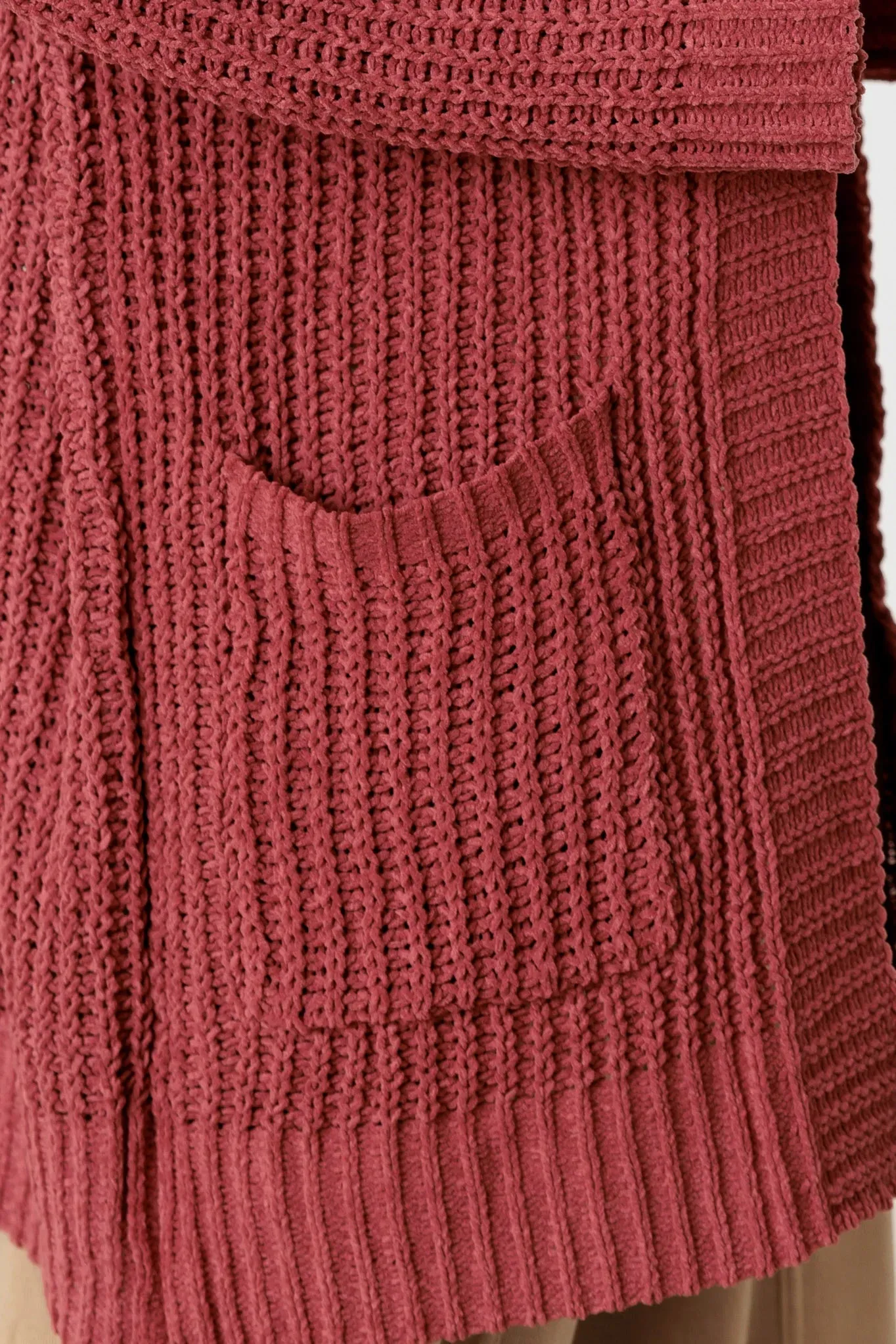Long Sleeve Two Pocket Open Front Knit Cardigan