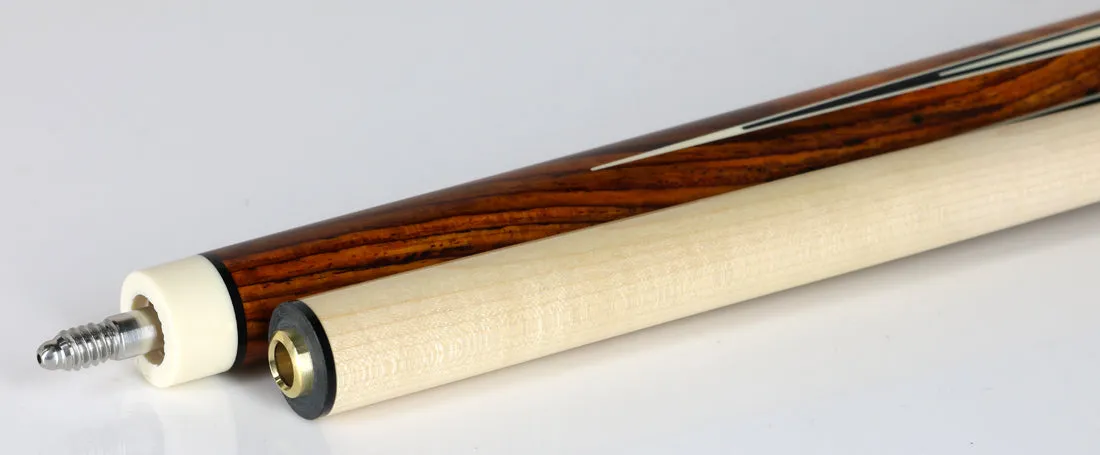 Pechauer Pro Series Cocobolo with Sim. Ebony/Ivory Points and Ebony Stained Maple Wrapless Pool Cue - P17N
