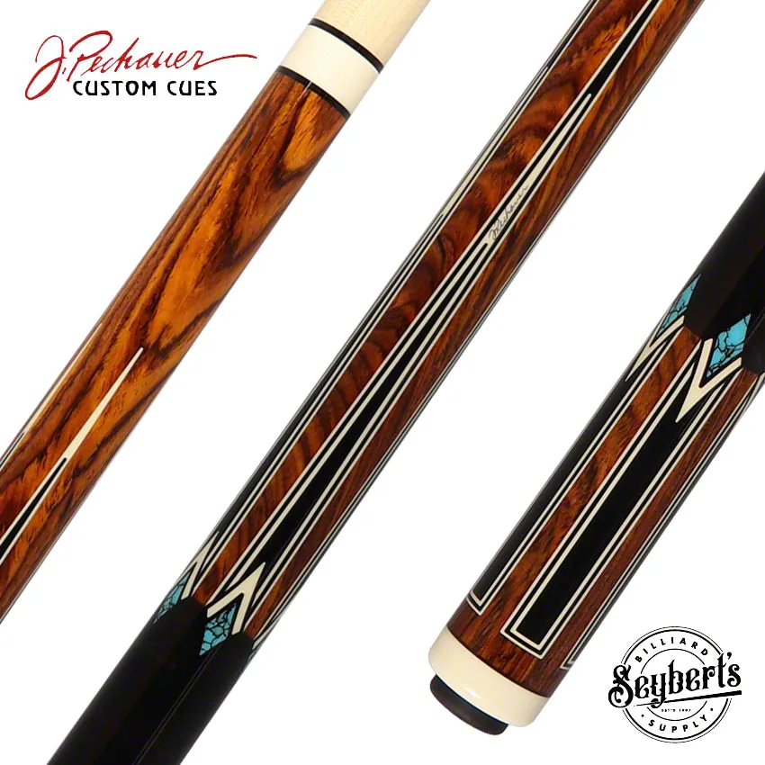 Pechauer Pro Series Cocobolo with Sim. Ebony/Ivory Points and Ebony Stained Maple Wrapless Pool Cue - P17N
