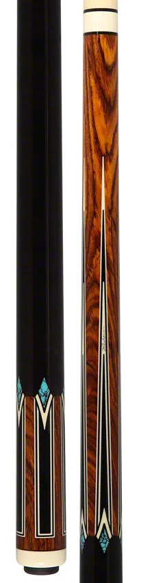 Pechauer Pro Series Cocobolo with Sim. Ebony/Ivory Points and Ebony Stained Maple Wrapless Pool Cue - P17N