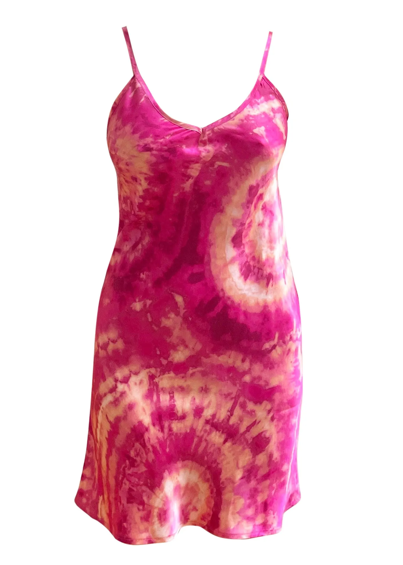 Rose Geode Tie Dye Silk Slip Mini Dress