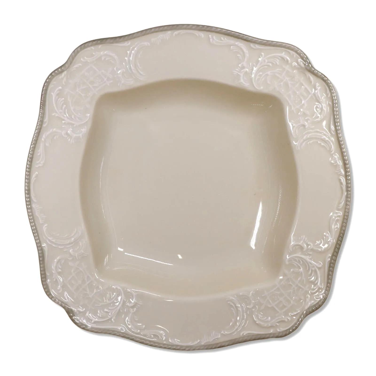 Rosenthal Sanssouci Ivory Green Trim R2343 11" Square Serving Bowl China 1941