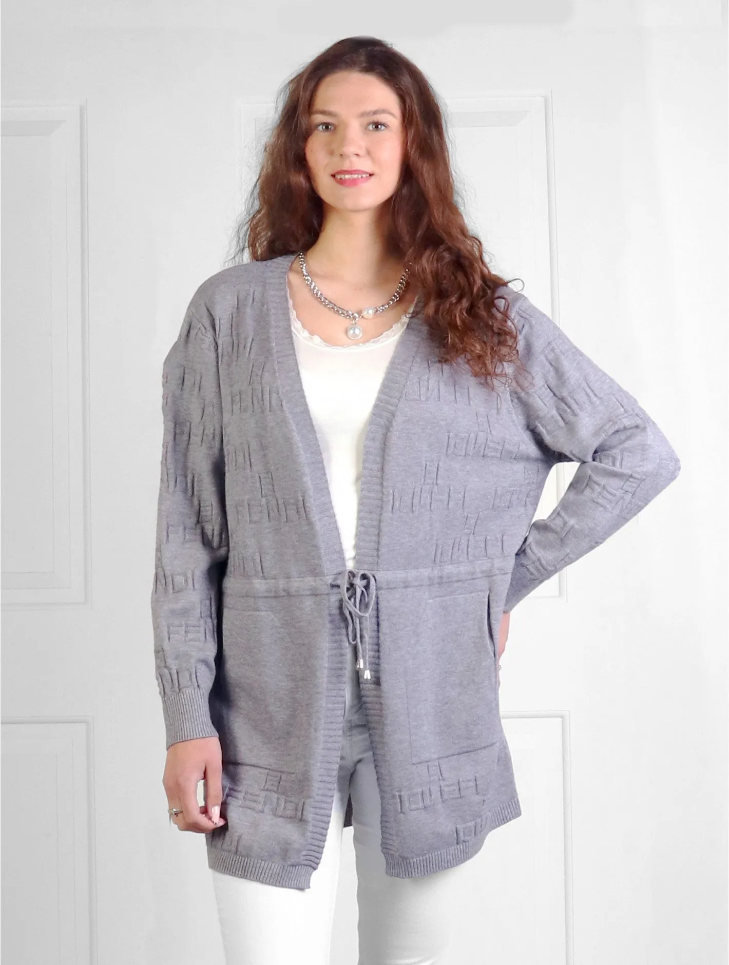 Solid Colour Knitted Cardigan with Pockets