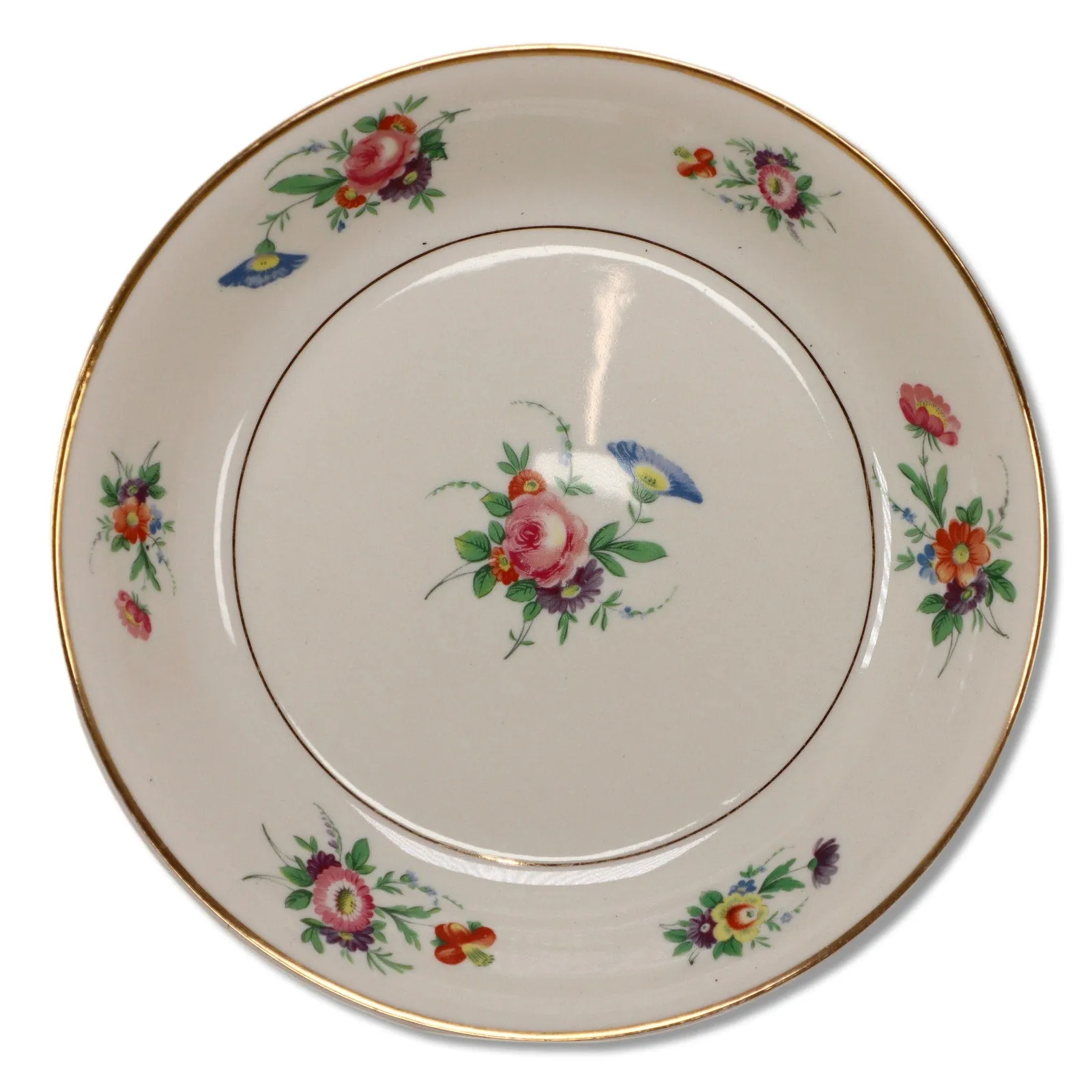 Syracuse Selma Soup Cereal Bowl 7 1/2" Old Ivory Floral Gold Trim Vintage USA