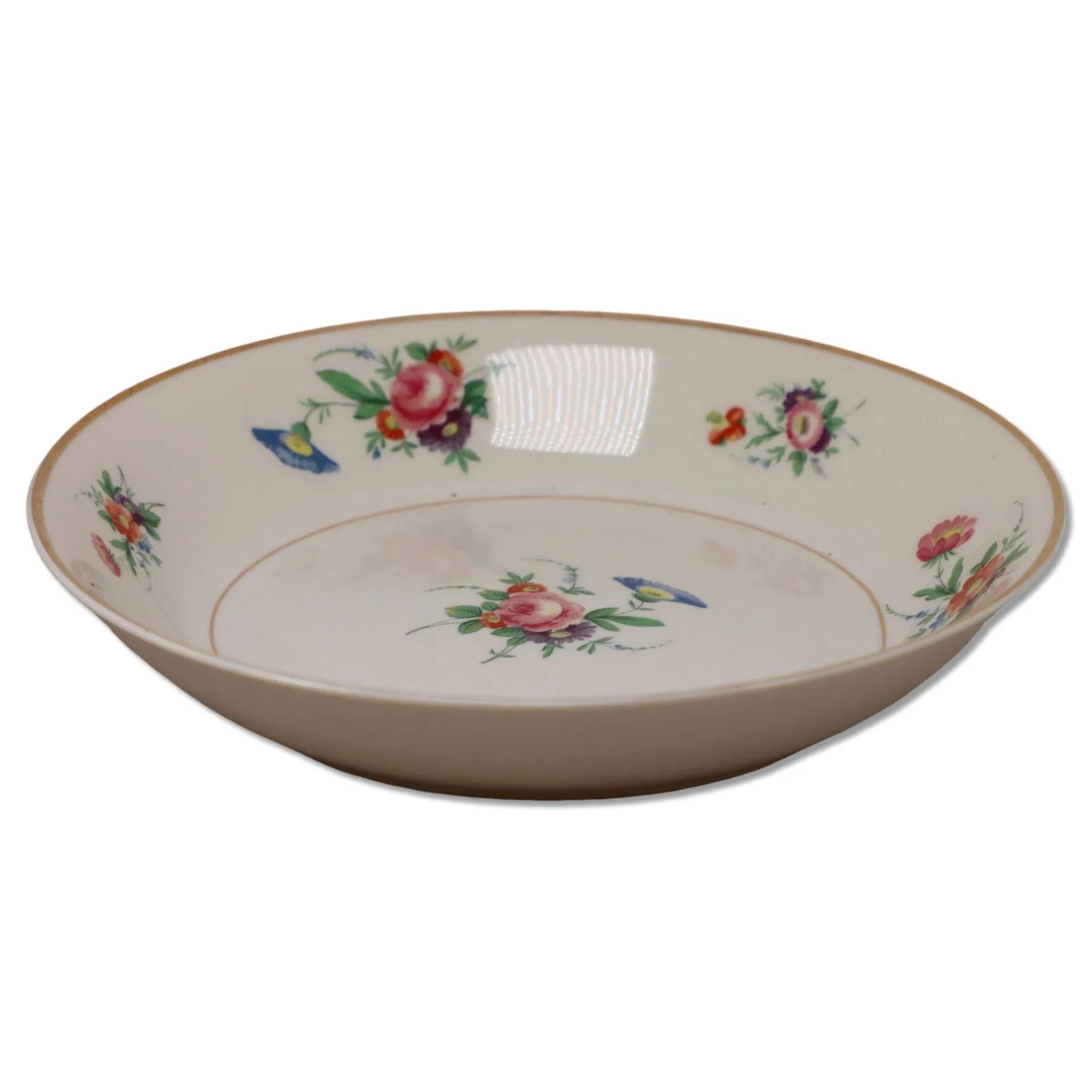 Syracuse Selma Soup Cereal Bowl 7 1/2" Old Ivory Floral Gold Trim Vintage USA
