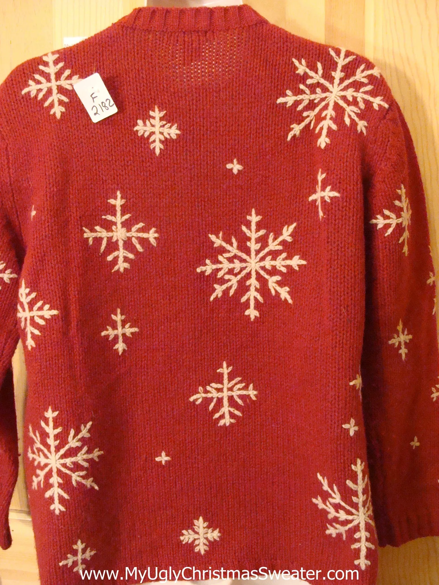 Ugly Christmas Sweater Red Snowflakes Nordic Pullover