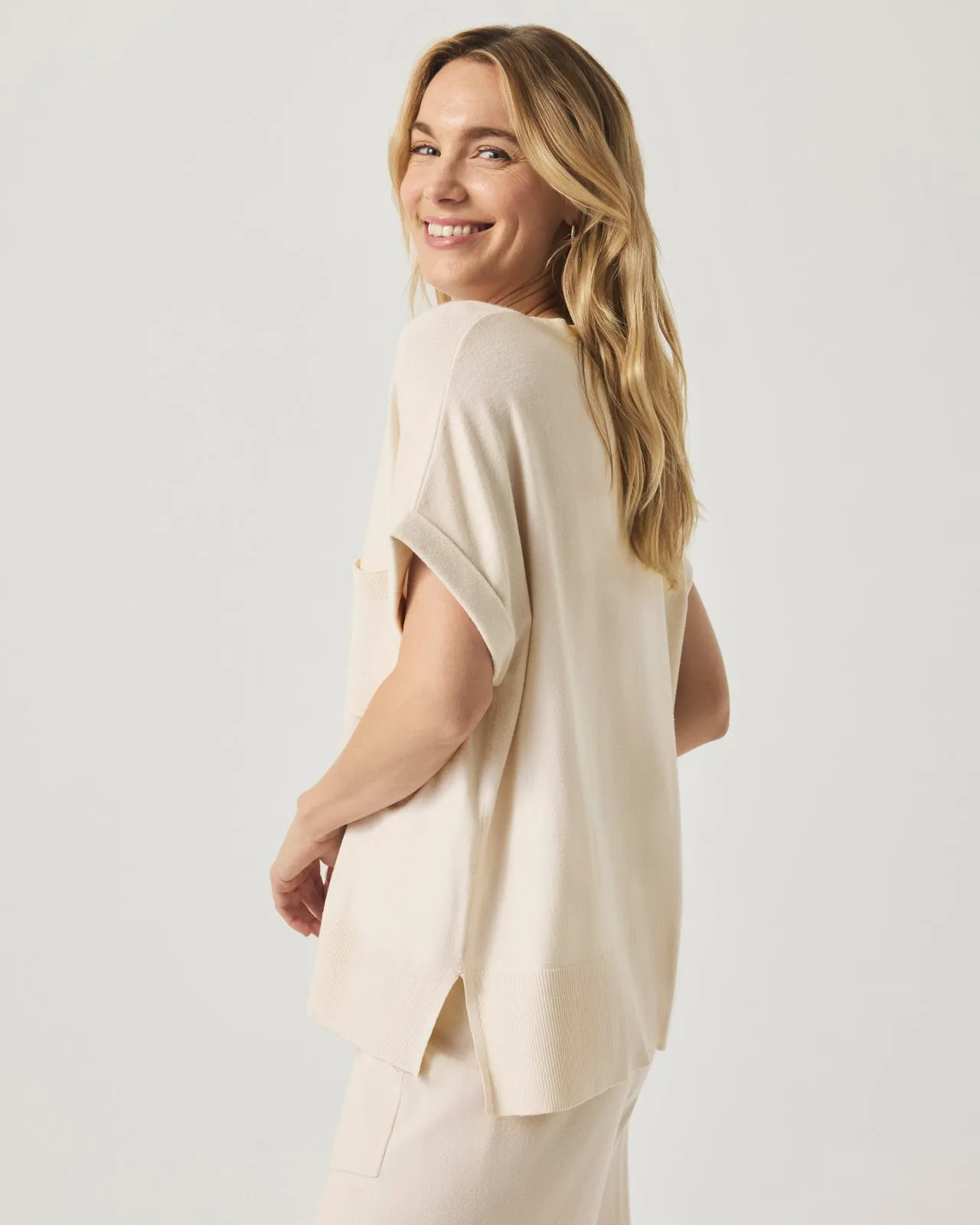 Veronica Short Sleeve Pocket Sweater